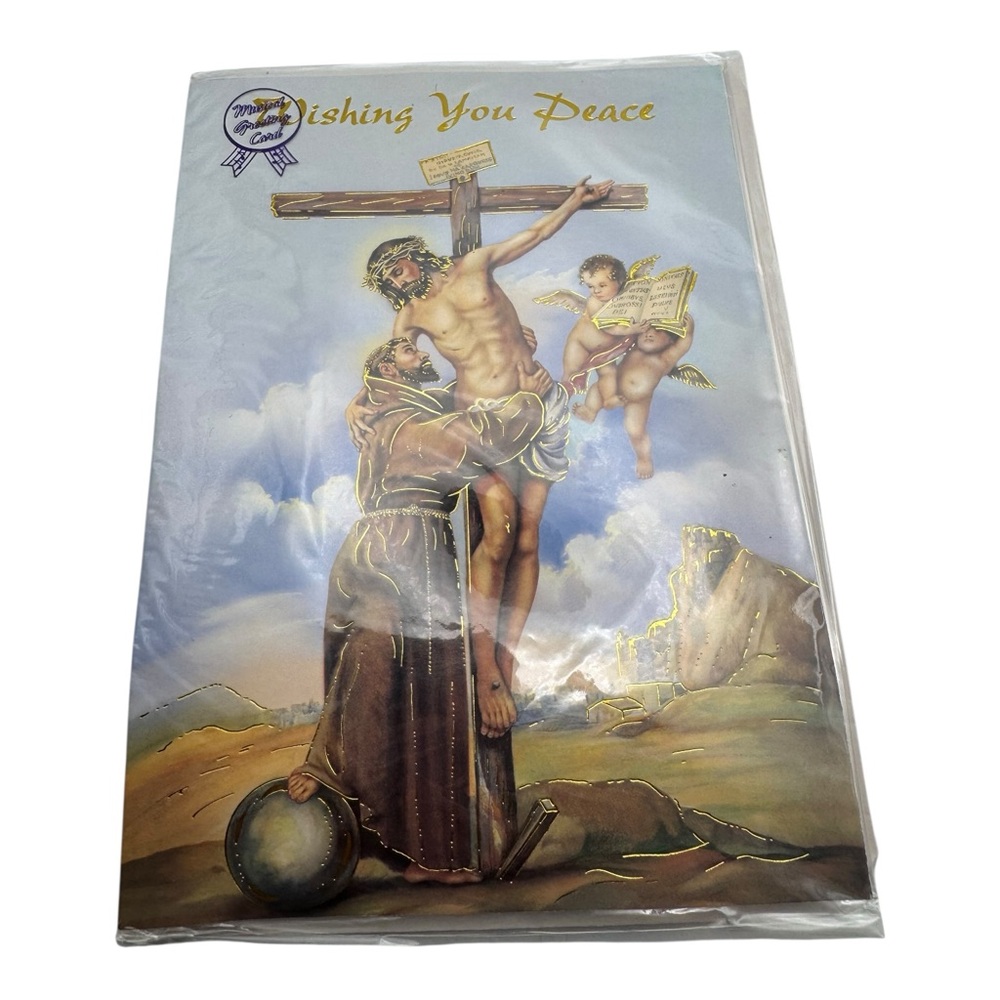Vintage Musical Christmas Card –‎ Crucifixion “Wishing You Peace” – Sealed